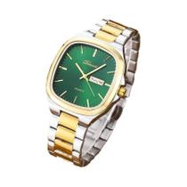 Relógio De Pulso Masculino À Prova d'Água Que Brilha No Escuro Em Aço Inoxidável Quadrado Quartz