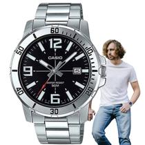 Relógio de Pulso Masculino Casio Collection Analógico Prova D Água 50M Aço Inóx Casual Prata MTP-VD01D
