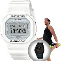 Relógio de Pulso Masculino Casio G-shock Digital Prova Dágua 200 Metros Resistente Choques Quadrado Esportivo Preto Branco Série Dw-5600