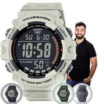 Relógio de Pulso Masculino Casio Grande Digital Esportivo Prova Dágua 100 Metros e 10 anos de Bateria Preto Verde Grafite AE-1500WH Relógio de Pulso Masculino Casio Grande Digital Esportivo Prova Dágua 100 Metros e 10 anos de Bateria Preto Verde Grafite AE-1500WH