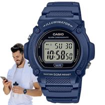 Relógio De Pulso Masculino Casio Illuminator Digital Redondo Prova Dágua 50 Metros Esportivo Azul W-219H-2AVDF