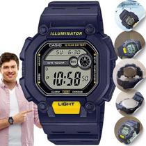 Relógio de Pulso Masculino Casio Standard Illuminator Quadrado Prova Dágua 10 ATM Digital Esportivo Azul W-737H-2AVDF