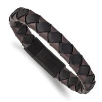 Relógio de Pulso Masculino com Pulseira de Couro Marrom e Aço Inoxidável Preto