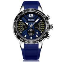 Relógio de Pulso Masculino Design Robusto Esportivo Impermeável Pulseira de Silicone