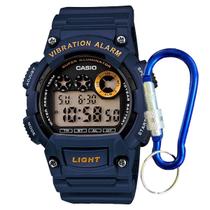 Relógio de Pulso Masculino Digital Esportivo Super Illuminator Cronometro Alarme Vibratório Prova Dágua 10 ATM Azul W-735H-2AVDF + Chaveiro Trava Alumínio