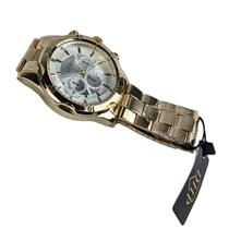 Relógio de Pulso Masculino Estilo Vintage Cor Ouro Modelo Analogico Movimento de Quartzo