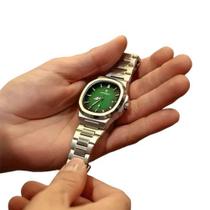 Relógio De Pulso Masculino Lançamento Poedagar Prateado Com Verde - RPK