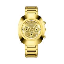 Relógio De Pulso Masculino Multifuncional De Quartzo Com Pulseira De Aço Inoxidável Azul E Dourado