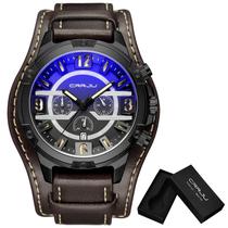 Relógio de pulso masculino pulseira couro superior de luxo quartzo