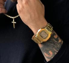 Relógio De Pulso Masculino Quadrado Casual Digital Dourado/Prata