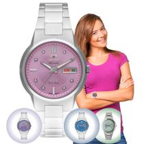 Relógio de Pulso Orient Feminino 3 Estrelas Mecânico Automático Analógico Resistente Água Aço Inóx Prata F49SS024L