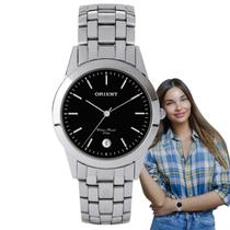 Relógio de Pulso Orient Feminino Analógico Aço Inóx Prova Dágua 5 ATM Original Pequeno Redondo Casual Prata MBSS1004A P1SX