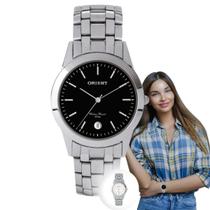 Relógio de Pulso Orient Feminino Analógico Aço Inóx Prova Dágua 5 ATM Original Pequeno Redondo Casual Prateado MBSS1004A