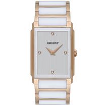 Relógio de Pulso Orient Feminino Analógico Quadrado Aço Inox Rose Gold Cerâmica LTSK0003 S1RB