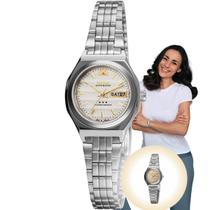 Relógio de Pulso Orient Feminino Automático Mecânico Pequeno Mini Casual Resistente Água Aço Inóx 559WA1NH
