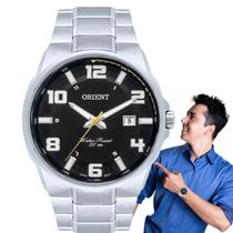 Relógio de Pulso Orient Masculino Analógico Redondo Aço Inóx Prova Dágua Casual Prata MBSS1366 P2SX