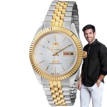 Relógio de Pulso Orient Masculino Feminino Automático Analógico Dourado e Prata 469ED1F S1KS