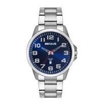 Relógio de Pulso Original Séculos Prata e Azul Analógico Quartz Aço 5 ATM Masculino 44216G0SV