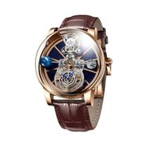 Relógio De Pulso Quartz Com Design De Globo Transparente Para Homens, Resistente À Água, Pulseira De
