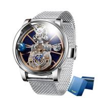 Relógio De Pulso Quartz Com Design De Globo Transparente Para Homens, Resistente À Água, Pulseira De