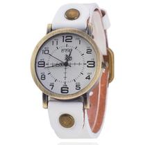 Relógio de Pulso Quartz Feminino De Couro Branco