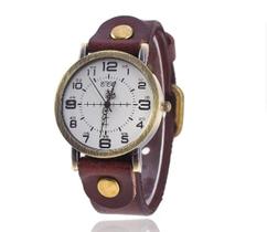 Relógio de Pulso Quartz Feminino De Couro Marrom