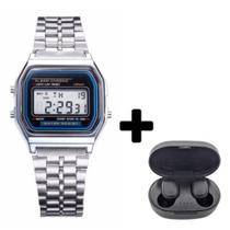 Relógio De Pulso Retro Digital + Fone Sem Fio Ios/android (002)