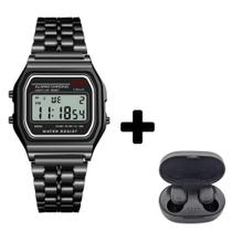 Relógio De Pulso Retro Digital + Fone Sem Fio Ios/android (002)