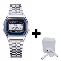 Relógio De Pulso Retro Digital + Fone Sem Fio Ios/android (002) - Aqua