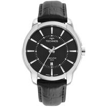 Relógio de Pulso Technos Executive Masculino Casual Pulseira Couro Prova Dágua 5 ATM Aço Inóx Analógico Prata 2117LDK/0P