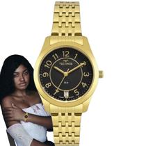 Relógio de Pulso Technos Feminino Analógico Aço Inóx Quartz Prova Dpagua 50 Metros Boutique Redondo Pequeno Casual Dourado 2115KNJS/4P