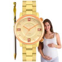 Relógio de Pulso Technos Feminino Analógico Rocks a Prova Dágua 50 Metros CAsual Dourado 2039CT/1D + Caneta Esferográfica