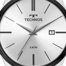 Relógio de Pulso Technos Prata Pulseira de Couro Masculino Clássico Executivo Slim 2115MPP/1K