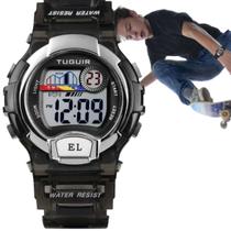 Relógio de Pulso Tuguir Infantil Digital Cronômetro Alarme Calendário Prova Dágua Esportivo 50 Metros Preto TG30083