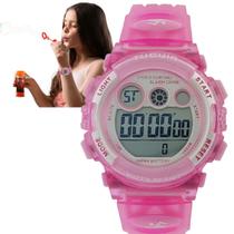 Relógio de Pulso Tuguir Infantil Digital Moda Jovem Prova Dágua 50 Metros Alarme Calendário Cronômetro Esportivo Rosa 1451 - TG30080