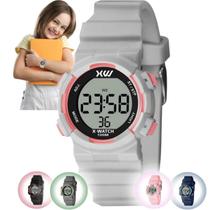 Relógio de Pulso X-Watch Esportivo Infantil Moda Adolescente Jovem Digital Prova D Água Pulseira Silicone Rosa Cinza Branco Azul Preto XKPPD