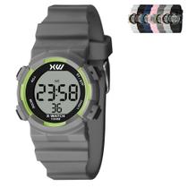 Relógio de Pulso X-Watch Esportivo Infantil Pulseira Silicone Cinza