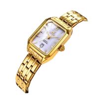 Relógio De Quartzo À Prova d'Água Com Mostrador Quadrado Dourado E Luminoso Para Mulheres, Marca De Relógio De Quartzo À Prova d'Água Com Mostrador Quadrado Dourado E Luminoso Para Mulheres, Marca De