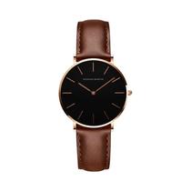 Relógio De Quartzo À Prova d'Água Com Pulseira De Couro Dourado Rosa Para Mulheres HANNAH MARTIN Relógio De Quartzo À Prova d'Água Com Pulseira De Couro Dourado Rosa Para Mulheres HANNAH MARTIN