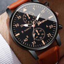 Relógio de Quartzo Casual Masculino - Pulseira de Couro Vintage com Bracelete Estiloso para Uso Diário Modelo:somente re