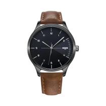 Relógio De Quartzo Com Pulseira De Couro Minimalista Ultrafino Masculino À Prova D'água Casual