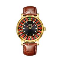 Relógio De Quartzo De Couro Luxuoso Para Homens LIGE, Mostrador De Jogo De Roleta À Prova d'Água,