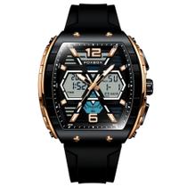 Relógio de Quartzo Esportivo Masculino Dual Display Led Digital A Prova D'água