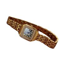 Relógio De Quartzo Feminino À Prova D'Água Com Mostrador Quadrado Incrustado Com Strass Em Tom