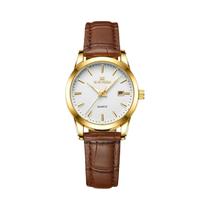 Relógio De Quartzo Feminino Com Caixa Dourada E Pulseira De Couro Marrom, Mostrador De 29mm, Relógio Relógio De Quartzo Feminino Com Caixa Dourada E Pulseira De Couro Marrom, Mostrador De 29mm, Relógio