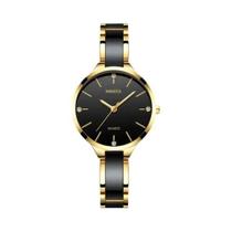 Relógio De Quartzo Feminino Com Pulseira De Cerâmica Dourada Rosa, À Prova d'Água, Luxuoso E - NIBOSI