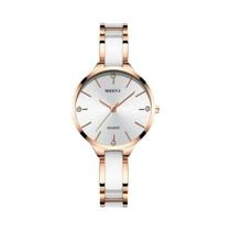 Relógio De Quartzo Feminino Com Pulseira De Cerâmica Em Ouro Rosa À Prova D'água Luxuoso Moda