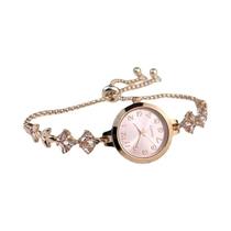 Relógio De Quartzo Feminino Com Trevo De Três Folhas Cravejado De Diamantes, Ajustável, Elegância