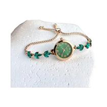 Relógio De Quartzo Feminino Com Trevo De Três Folhas Cravejado De Diamantes, Ajustável, Elegância