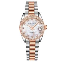 Relógio de quartzo feminino de 31 mm com marcadores de crist